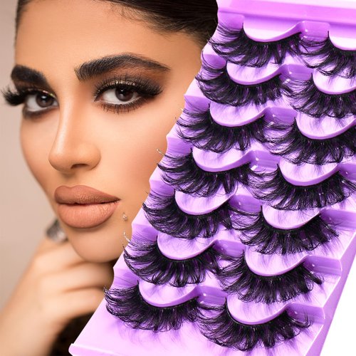 MixS Live False Eyelashes,18mm Wispy Lashes,Fluffy Cat Eye Lashes,Thick Soft Curly Fake Creates a Darker,Fuller Look Lashes Natural Look,7 Pairs Pack (Thick)