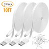 3 Pack 10FT Power Extension Cable Compatible with WyzeCam,WyzeCam Pan,WYZE Cam OG,Kasa Cam,Nest Cam,Blink,Cloud Cam,USB to Micro USB Durable Charging and Data Sync Cord for Security Camera(White)