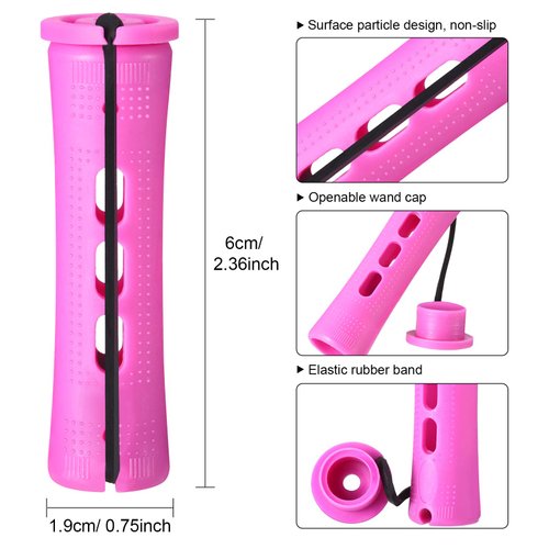 WILLBOND 60 Pcs Hair Perm Rods with Elastic Rubber Band Cold Wave Rod for Women Natural Hair, Plastic Perming Rods Short Curlers Rollers Hairdressing Styling Tool