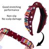 Exacoo Happy Birthday Headbands for Women Girls Red Headband Knont Hair Bands for Birthday Decorations Wide Headband Rhinestone Pearl Hair Accessories Princess Halloween Birthday Party Decorations