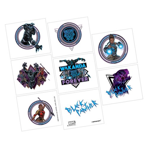 Black Panther Wakanda Forever Tattoos - 2"x 1.75" (Pack of 8) - Vibrant Multicolor Temporary Body Art for Fans - Perfect for Parties, Fans & Gifts