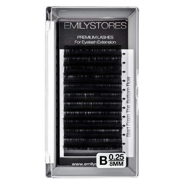 EMILYSTORES Lash Extensions 0.25mm Thickness B Curl Length 8mm Volume Individual Eyelashes For Eyelash Extensions (0.25,B,8mm)