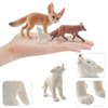 3PCS Desert Fox Figure Wolf Figurine Set Forest Woodland Animal Figurines Toys Set Plastic Animals Figure Gift for Kids Birthday 3 4 5 6 Year Old