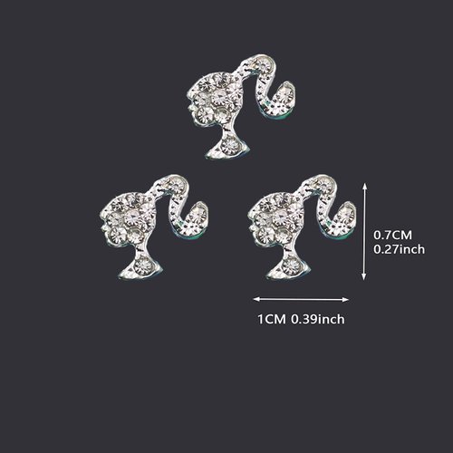 LIFOOST 3D Head Nail Charms 20 PCS Cute Nail Charms Kawaii Metal Nail Decorations for Acrylic Nails Silver