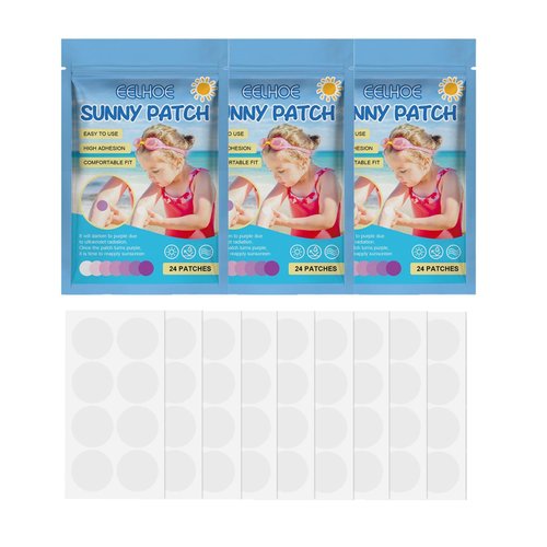 48Pcs White UV Stickers for Sunscreen,Sun Cream Stickers to Reapply,Waterproof UV Detection Stickers,UV Detection Reminder UV Patch for Adults Waterproof Patches,Facial Sunscreens