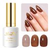 Imtiti Jelly Gel Nail Polish, 15ML Coffee Brown Sheer Jelly Gel Polish Soak Off LED UV Nail Gel Polish Brown Translucent Gel Nail Polish Nail Starter Manicure Salon Nail Kit
