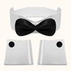 U-Goforst Women Bunny Costume Accessories Set, White and Black Bunny Ears Headband Collar Bow Tie Costume Cuffs Rabbit Tail for Adult Halloween Party