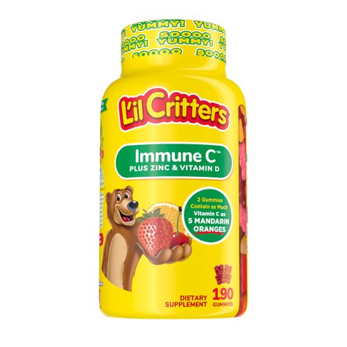 L'il Critters Kids Immune C Gummy Supplement with Vitamin C, Zinc and Vitamin D3 for Immune Support, 190 ct (95-190 day supply), 4 delicious flavors from America’s Number One Gummy Vitamin Brand