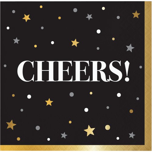 Creative Converting Golden New Year Beverage Napkins, 5", Multi-color
