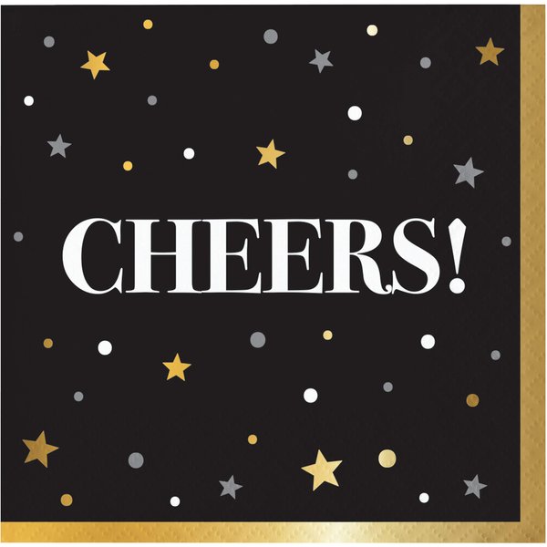 Creative Converting Golden New Year Beverage Napkins, 5", Multi-color