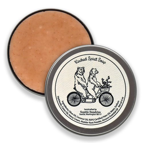 Seattle Sundries Almond & Cream Scented Soap, Friend Gift Idea - 1 (4oz) Bodywash Bar for Women & Men in a Gift Tin, Handmade Stocking Stuffer