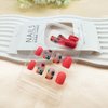 Square Press on Nails Short Fake Nails Press ons with Cute Colorful Flower Designs Glossy Glue on Nails Acrylic Reusable False Nails Red Full Cover Stick on Nails for Women Girls 24Pcs
