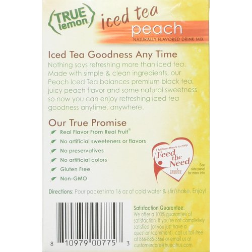 PEACH ICED TEA MIX by TRUE LEMON | Instant Powdered Drink Packets That Quench YOUR Thirst, Kit Includes 4 Boxes of Mouth Watering True Citrus PEACH (ICED TEA) 6 Count (Pack of 4)