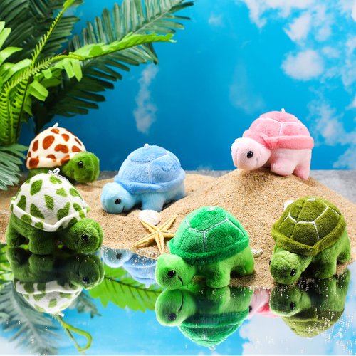 HyDren 24 Pcs Small Turtle Stuffed Toy Soft Sea Turtle Christmas Animal Plush Toys Adorable Turtle Stuffed Animal Plush Turtle Toy Turtle Party Decoration for Birthday Beach Ocean Party(Fresh Style)