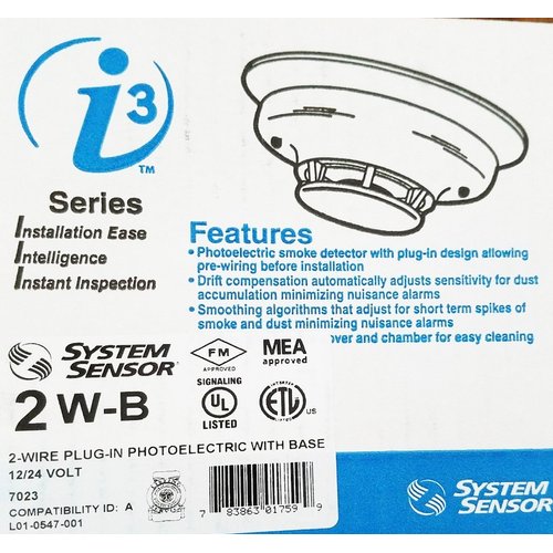System Sensor 2W-B i3 Series 2-wire, Photoelectric i3 Smoke Detector