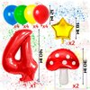 4 Balloon Number Red Blue Green Yellow Balloon Cartoon Mushroom Decorations Star Balloons for Birthday, Carnival, Party Activities, Cartoon Video Game Theme Party Supplies