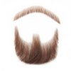 Lenaqueen 100% Human Hair Full Hand Tied Lace Invisible False Beards Hair Fake Face Beard and Mustache for Men Realistic Entertainment Drama Party Movie Makeup (Brown)