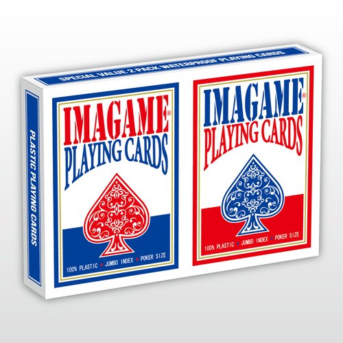 IMAGAME Plastic Playing Cards, Poker Size, Casino Quality, Jumbo Index, Waterproof & Washable, Perfect for Texas Hold’em Poker, 1 Blue Deck & 1 Red Deck