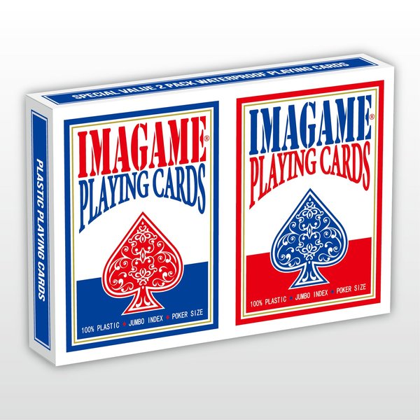 IMAGAME Plastic Playing Cards, Poker Size, Casino Quality, Jumbo Index, Waterproof & Washable, Perfect for Texas Hold’em Poker, 1 Blue Deck & 1 Red Deck