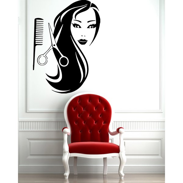 DesignToRefine Female Face Hot Sexy Hair Spa Salon Mural Wall Art Decor Vinyl Sticker (z597) 22.5 in by 34 in