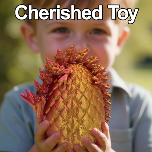 3D Printed Dragon in Crystal Egg, 9pc, Velvet Pouch, Dragon Art Stickers, Articulated, Flexible Joints, Twist Open Egg, Home Office Desk Fidget Toy, Kids, Adults & Autism/ADHD ZeeDragon Laser Red