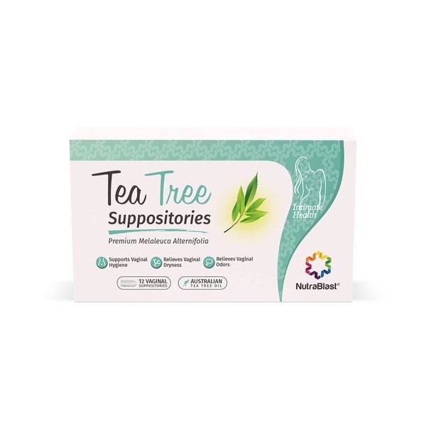 NutraBlast Tea Tree Oil Suppositories (12 Count) | All Natural Intimate Deodorant for Women | Restore Feminine Balance | Made in USA