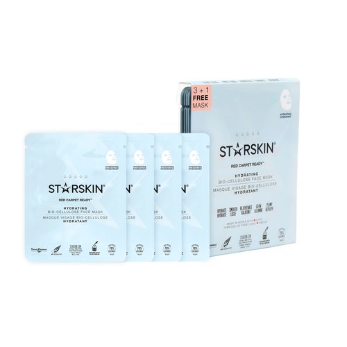 STARSKIN Red Carpet Ready® 3+1 Value Set - Bio-Cellulose Face Mask, Hydrating & Smoothening Sheet Mask, Revitalizes Skin in 15 Minutes - 4 x 30ml