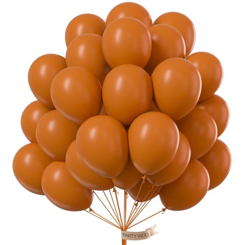 PartyWoo Burnt Orange Balloons, 50 pcs 12 Inch Boho Orange Balloons, Brownish Orange Balloons for Balloon Garland or Balloon Arch as Birthday Party Decorations, Baby Shower Decorations, Orange-F53