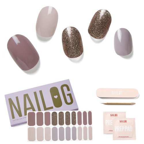 NAILOG Semi Cured Gel Nail Strips (20 Extra Long Nail Polish Strips) │ Long Lasting Gel Nail Stickers, Nail Wraps with Glossy Gel Finishing │Last Night