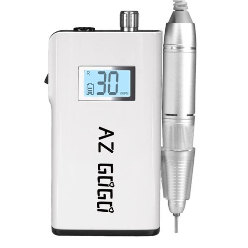 Professional Nail Drill Machine, AZ GOGO 30000RPM Cordless Portable Nail Drills for Acrylic Gel Nails - New Upgraded Electric E File With LCD Display