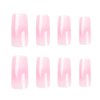BAOYAALIN Press on Nails Medium Long Square Ombre Nude Pink White Fake Glue on Nails with Simple Design for Women Girls Full Cover Artificial Acrylic False Stick on Nail for Daily Wear Wedding 24Pcs