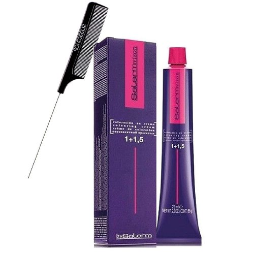 Salerm Cosmetics VISION Salermvison Permanent Cream Hair Color Dye (w/Sleek Steel Pin Rat Tail Comb) Haircolor Creme, Gray Coverage in 30 minutes (7,1 Ash Blond)