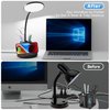 Sailstar Desk Lamp, Desk Lamps for Home Office with Wireless Charger & Pen Holder, 800 Lumens Gooseneck 3 Modes Dimmable Touch Circular LED Desk Light, Small Desk Lamp for College Dorm Room, Black