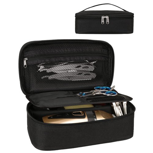 Barber Tool Bag, Hair Clipper Bag Hair Cutting Scissors Storage Bag Shaving Kits Haircut Accessories Organizer Bag Gift for Women (Black)