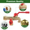 Pyntop Outdoor Double Taps Water Faucet, Garden Hose Splitter 2 Way, 3/4 inch Wall Mounted Brass Water Tap, Frost-Proof Outside Spigot Replacement with 2 Outlets for Balcony, Lawns, Hose Connector