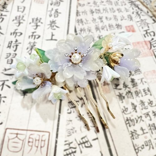 1 pcs Rabithenn Purple Morning Glory Hairpin Chinese Hanfu Style Hair Fork Retro Flower with Resin Handmade Hair Clip Hair Accessories for Women Girls Long Hair (Morning Glory)