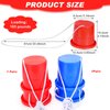 Meooeck 2 Pairs Walking Stilts Balancing Bucket Stilts Cup Thickened Plastic Stilts with Adjustable Rope for Kid Balance Coordination Birthday Playground Game Party Favor(Red, Blue)