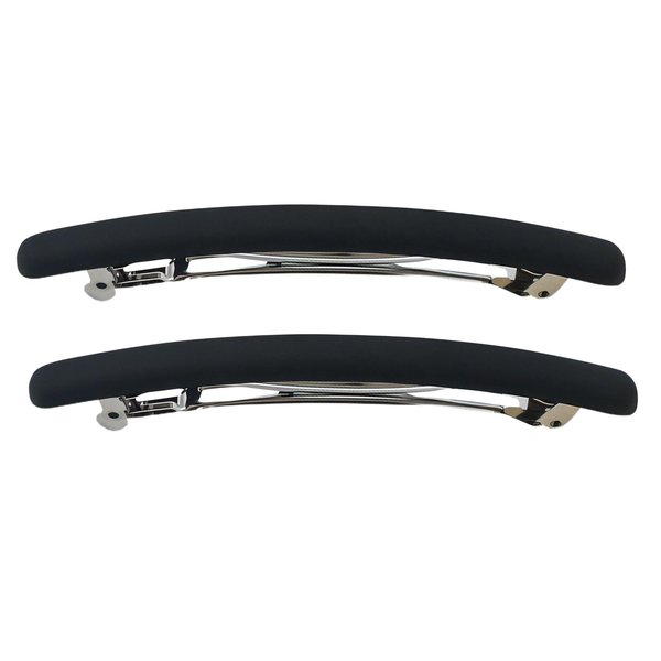 4.3" Long Matte Steel Bow Barrettes Clips Blade Spring Ponytail Holder Hair Clips French Barrettes Hair Pins Ponytail Clips Hairdressing Hairpins for Hair Styling Thick Hair (Black)