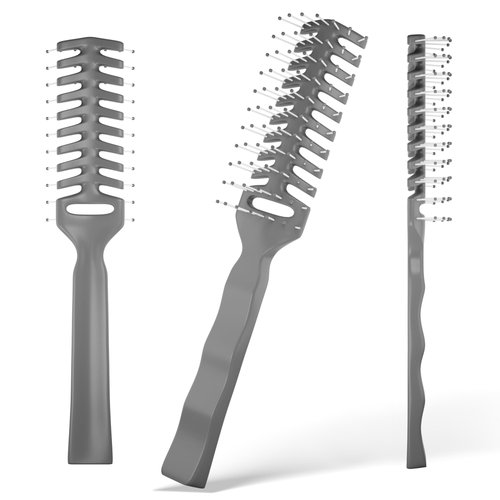 EZGOODZ Gray Vent Hair Brush, 8 Inch. Pack of 12 Plastic Hairbrushes for Woman & Man. Gentle Brushing and Hair Care for Spa Salons. Bulk Hair Brushes with Plastic Bristles