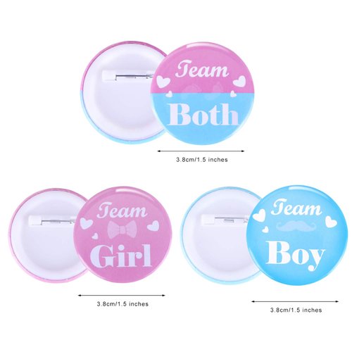 Yaomiao 30 Pieces Team Girl boy Button Pins Gender Reveal Button Pins Baby Shower Pink blue Button Pin for Party Favors Gender Reveal Party game Supplies, 1.5 Inches