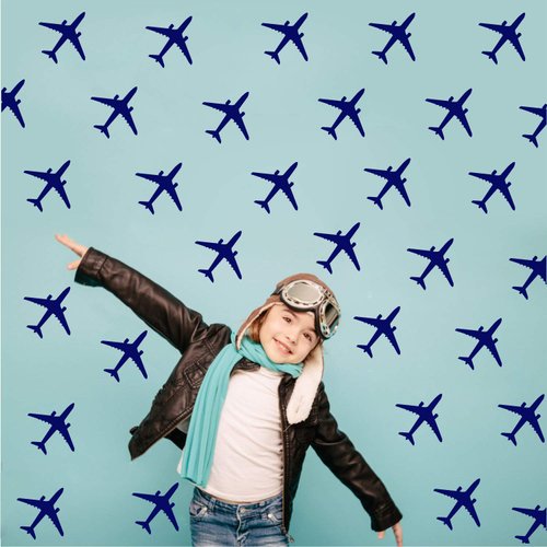 Melissalove 24pcs/Set Airplane Wall Pattern Wall Decals DIY Wall Decor Stickers for Kids Room Boy Bedroom Home Decor Mural A430 (Dark Blue)