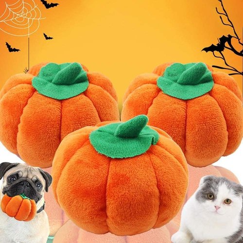 Rosojodg Orange Pet Toy Funny Pumpkin Chew Toys Squeak Plush Dog Cat Toy Pet Supplies Plush Toys