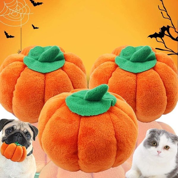 Rosojodg Orange Pet Toy Funny Pumpkin Chew Toys Squeak Plush Dog Cat Toy Pet Supplies Plush Toys