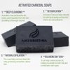 Activated Charcoal Soap Bar (3 Pack), Vegan and All Natural Handcrafted with Organic Oils. Face and Body Soap. For Men, Women and Teens. Unscented.