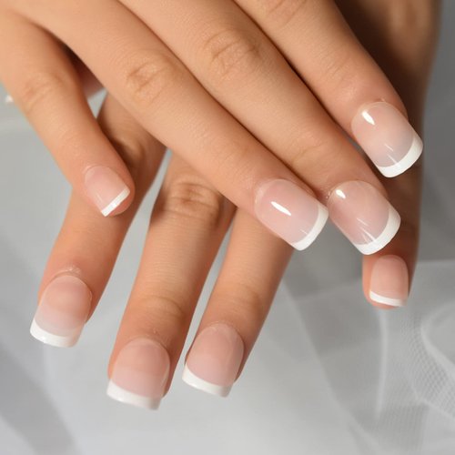 120pcs Child Fake Nails Nude French Natural White Tips Short Round Press On Nails Kid Cute Christmas Party Show 5 * 24pcs