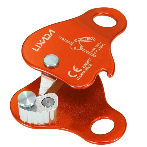 LIXADA Rock Climbing Ascender Ultralight Fall Arrest Protection Belay Device Self-Locking 8-13MM Rope Grip Clamp for Outdoor Climbing and Rescue (Orange)
