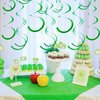 Green Ceiling Swirl Foil Decorations Hanging Plastic Streamer Themed Swirl Party for St. Patrick’s Day Spring Summer Celebration Party Supplies, Pack of 28