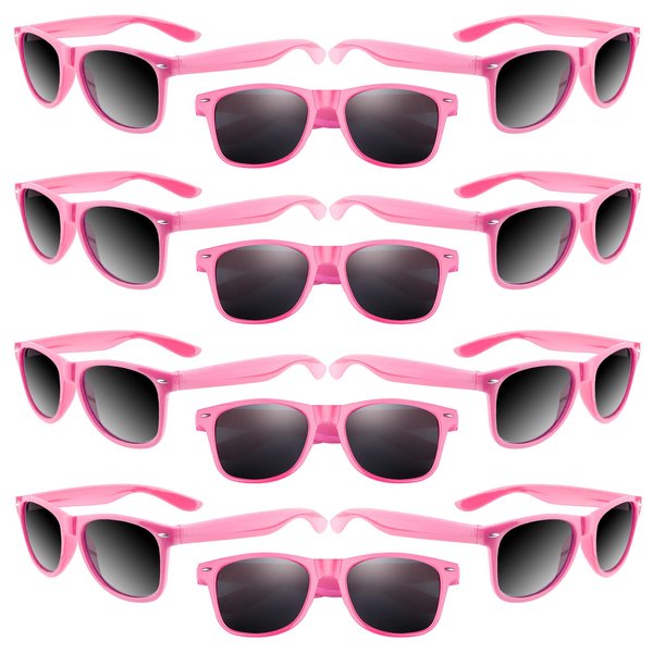 ASTARON 12 Pack Party Sunglasses Bulk Neon Party Favors for Beach Wedding Party Pool Party Supplies, Pink