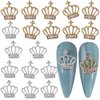 20Pcs Alloy Crown Nail Charms, Out Shiny Gold Silver Crown Nail Rhinestones, 3D Nail Art Charms, Acrylic Nail Design Decorative Accessories, Crystal Nail Jewels, for Women DIY Nails Supplies
