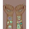 xo, Fetti Space + Planets Glow in Dark Temporary Tattoos for Kids - 50 pcs | Alien Birthday Party Supplies, Astronaut Favors + Rocket ship Decorations